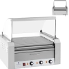 Roller grill rolkowy z osłoną i szufladą grzewczą do bułek 20 parówek