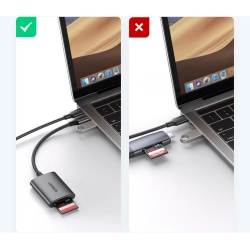 UGREEN Czytnik kart SD microSD MMC TF USB-C 5Gb/s - szary