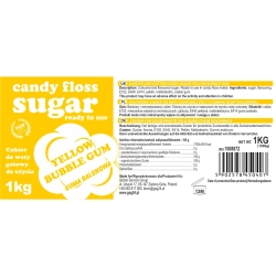 GSG24 Kolorowy cukier do waty cukrowej żółty o smaku gumy balonowej 1kg