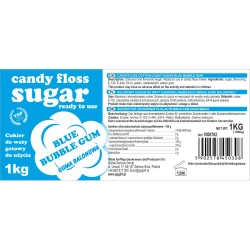 GSG24 Kolorowy cukier do waty cukrowej niebieski o smaku gumy balonowej 1kg