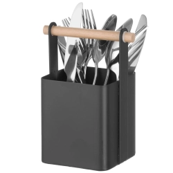 Organizer koszyk stołowy na sztućce z drewnianą rączką 14x10.5x19 cm