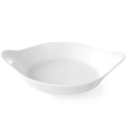 Półmisek do zapiekania okrągły z uchwytami 185x152mm kremowy porcelana