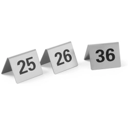 Tabliczka informacyjna NUMER STOLIKA 25-36 stal nierdzewna zestaw 12szt