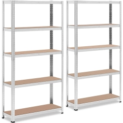 MSW Regał magazynowy metalowy 5 półek 875 kg 90 x 30 x 180 cm szary 2 szt.