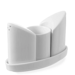 Zestaw do przypraw solniczka pieprzniczka wykałaczki biała porcelana