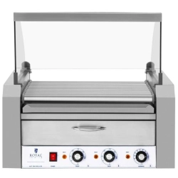 Roller grill rolkowy z osłoną i szufladą grzewczą do bułek 20 parówek
