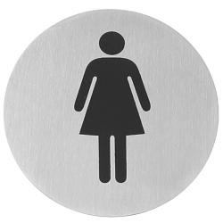 Tabliczka informacyjna samoprzylepna na drzwi WC WOMEN stal nierdzewna śr