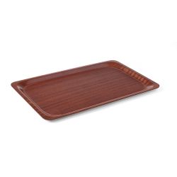 Taca antypoślizgowa drewniana, mahoń 530x325mm GN1/1 - Hendi 507216