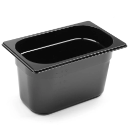 Pojemnik gastronomiczny GN 1/4 z czarnego poliwęglanu 265x162x150mm 4L