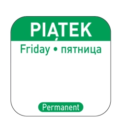 Naklejki food safety na pojemniki wielokrotnego użytku Piątek PL RU EN