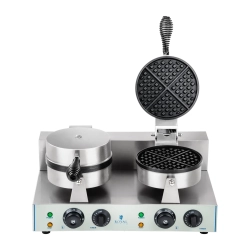 Royal Catering Gofrownica okrągła podwójna TEFLON gofry o średnicy 18,5cm