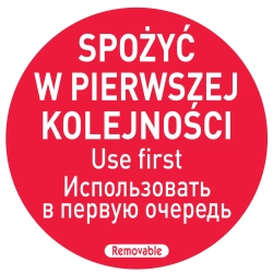 Naklejki food safety spożyć w pierwszej kolejności PL RU EN 500 szt. Hendi