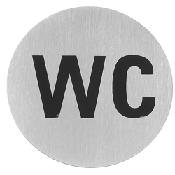 Tabliczka informacyjna samoprzylepna na drzwi WC stal nierdzewna śr. 75mm