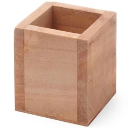 Pojemnik na sztućce drewniany kwadratowy 80x80x95 mm - Hendi 664186