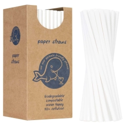 GSG24 Słomki papierowe BIO ekologiczne PAPER STRAWS 6/205mm - białe 250szt.