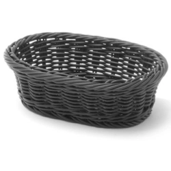 Koszyk na pieczywo owalny polipropylenowy czarny 190x120x60 mm - Hendi