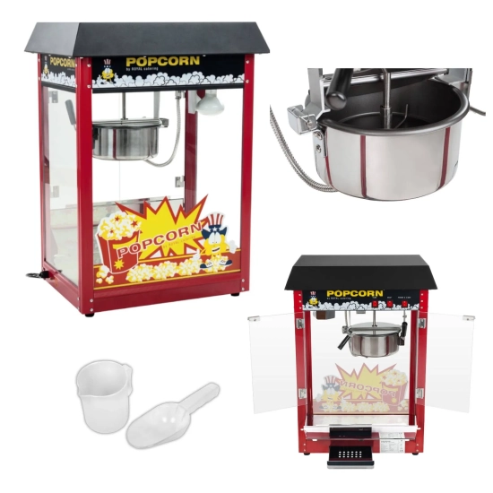 Royal Catering Barowa maszyna do popcornu z czarnym daszkiem