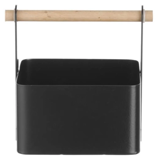 Organizer koszyk stołowy na przyprawy z drewnianą rączką 17x13x16 cm