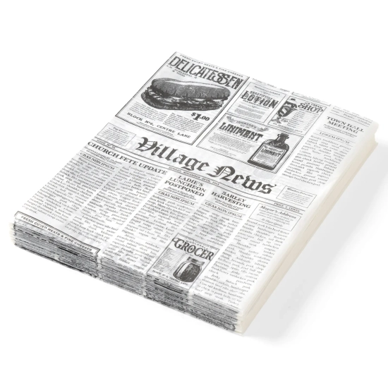 Papier pergaminowy do ciepłych przekąsek nadruk gazety 250x350mm 500szt