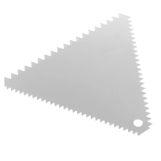 Skrobka cukiernicza trójkątna ZĄBKOWANA ze stali nierdzewnej 110x110mm