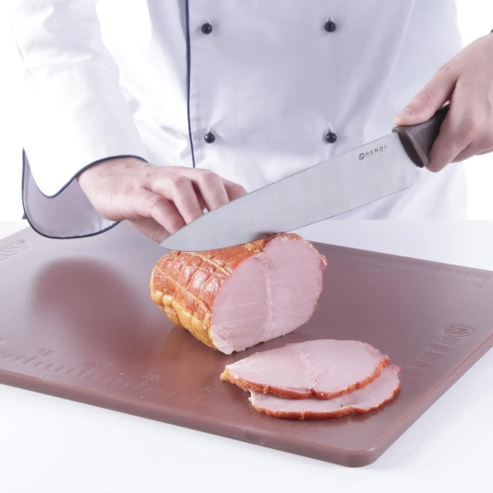 Nóż kucharski do wędlin i gotowanych mięs HACCP 385mm - brązowy - HENDI