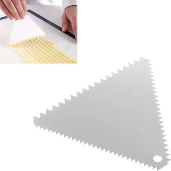 Skrobka cukiernicza trójkątna ZĄBKOWANA ze stali nierdzewnej 110x110mm