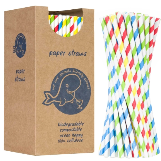 GSG24 Słomki papierowe BIO ekologiczne PAPER STRAWS 6/205mm - mix 250szt.