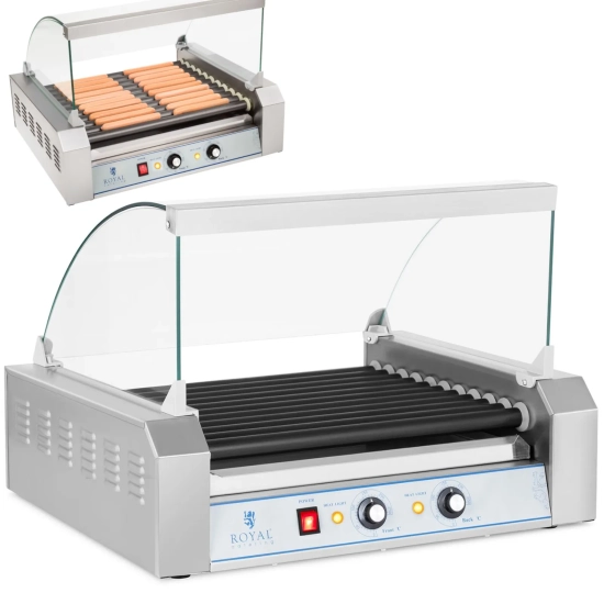 Royal Catering Grill rolkowy z szybą Roller grill z rolkami z teflonu 11T