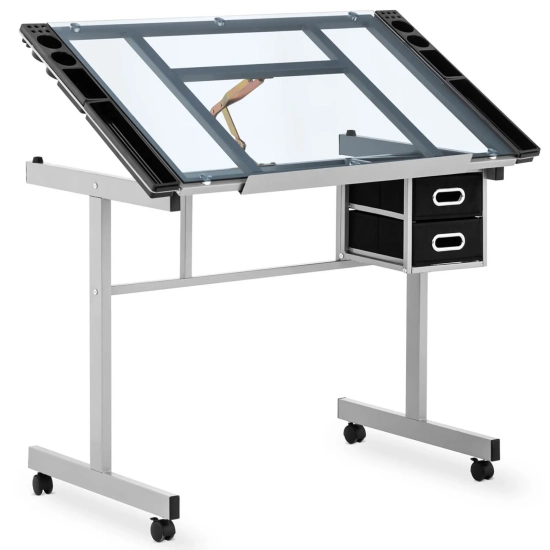 FROMM&STARCK STAR_DESK_10 – mobilne biurko kreślarskie ze szklanym blatem