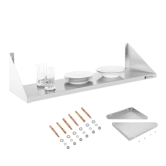 Royal Catering Półka ścienna wisząca stalowa nierdzewna pojedyncza 90cm