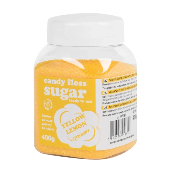 GSG24 Kolorowy cukier do waty cukrowej żółty o smaku cytrynowym 400g