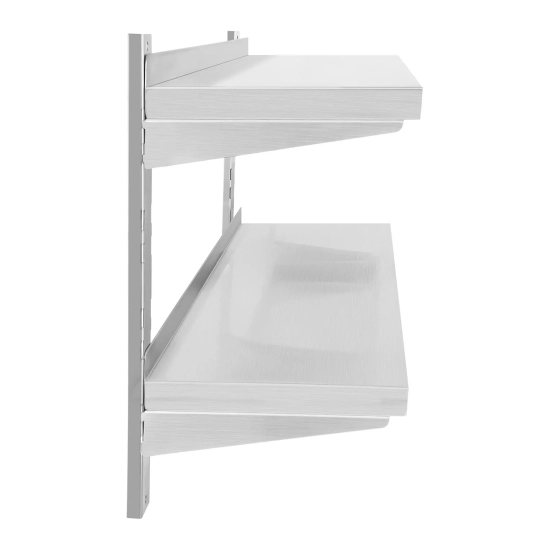 Royal Catering Półka ścienna stalowa wisząca podwójna z regulacją 80cm