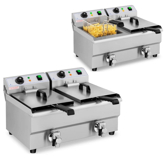Royal Catering Frytownica podwójna gastronomiczna elektryczna z kranem 230