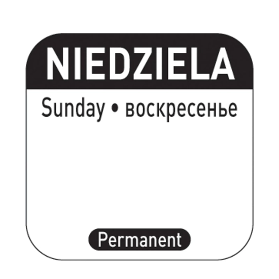 Naklejki food safety na pojemniki wielokrotnego użytku Niedziela PL RU EN