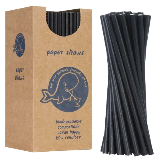 GSG24 Słomki papierowe BIO ekologiczne PAPER STRAWS grube 8/205mm - czarne