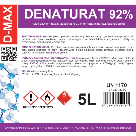 GSG24 Denaturat alkohol skażony D-MAX 5L