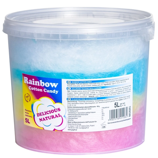 Bartpol Kolorowa tęczowa wata cukrowa Rainbow Cotton Candy 5L