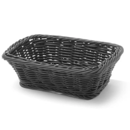 Koszyk na pieczywo prostokątny polipropylenowy czarny 190x130x60 mm