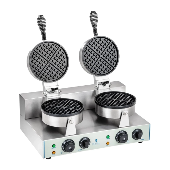 Royal Catering Gofrownica okrągła podwójna TEFLON gofry o średnicy 18,5cm
