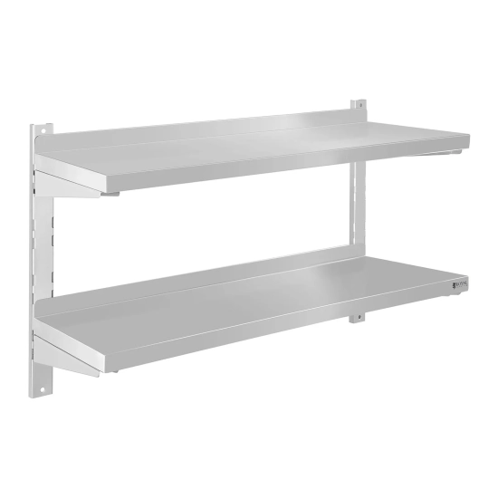 Royal Catering Półka ścienna stalowa wisząca podwójna z regulacją 80cm