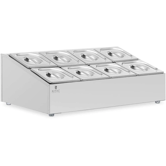 Royal Catering Ekspozytor stojak na pojemniki gastronomiczne 8 x GN 1/6 +