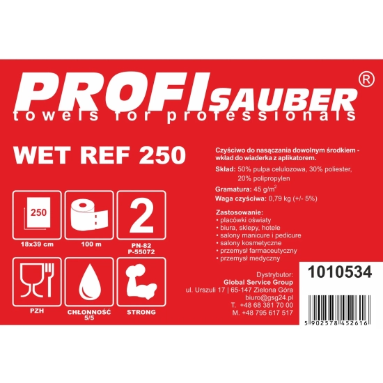 PROFI SAUBER Ściereczki do wiaderka do nasączania ProfiSauber WET REF 250