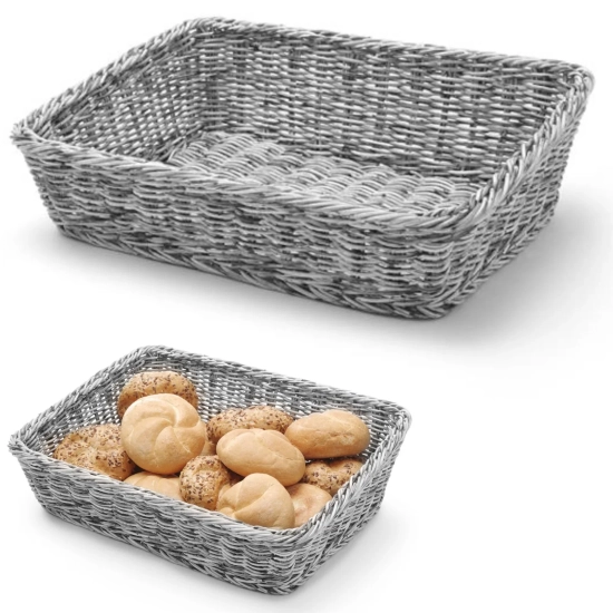 Kosz ekspozycyjny na pieczywo chleb skośny prostokątny szary 400x300x120