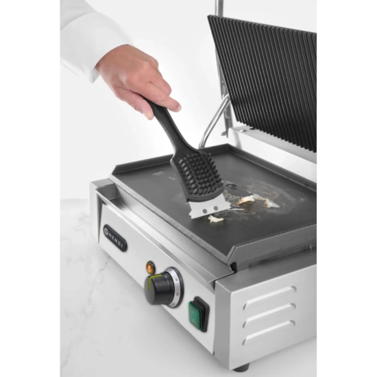 Szczotka czyścik ze skrobakiem do grilla rusztu BBQ stalowe włosie