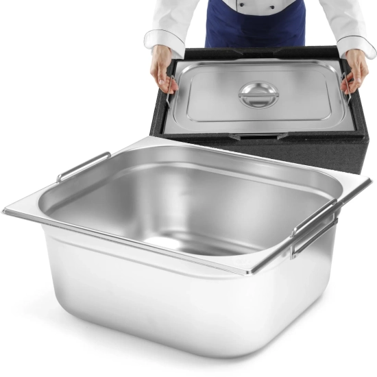Pojemnik gastronomiczny GN 2/3 z chowanymi uchwytami 354x325x150mm 13L