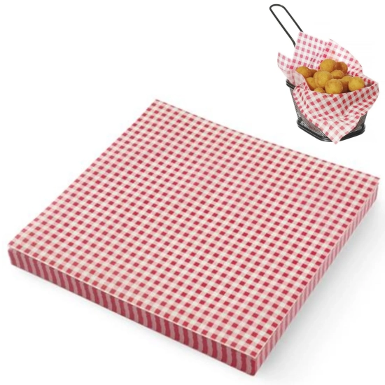 Papier pergaminowy do przekąsek frytek nadruk KRATKA 500 szt. 306x305 mm