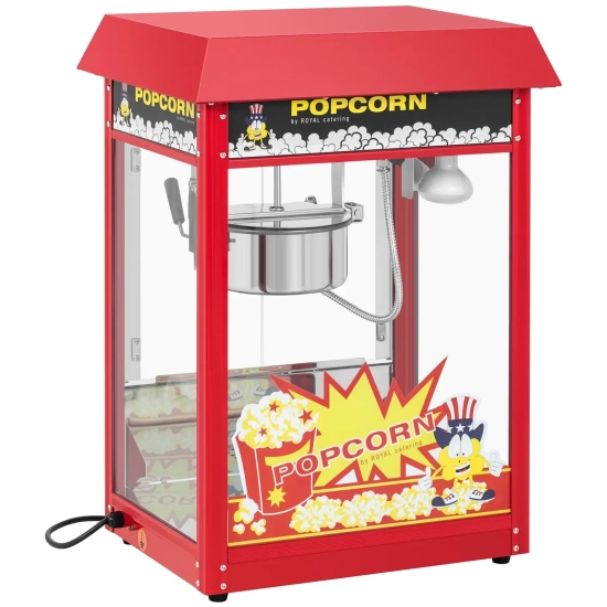 Royal Catering Barowa maszyna do popcornu z czerwonym daszkiem