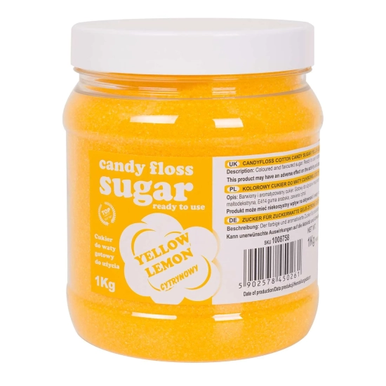 GSG24 Kolorowy cukier do waty cukrowej żółty o smaku cytrynowym 1kg