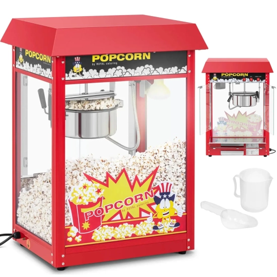 Royal Catering Barowa maszyna do popcornu z czerwonym daszkiem