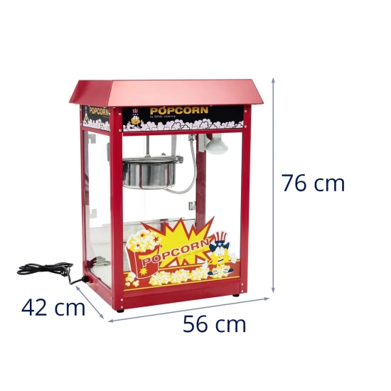 Royal Catering Barowa maszyna do popcornu z czerwonym daszkiem